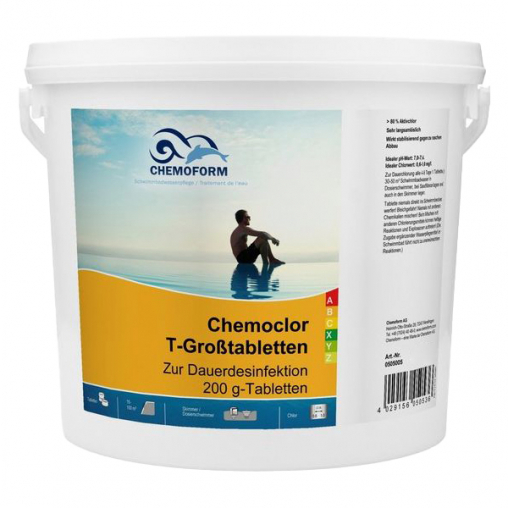 Хлор длительный Chemochlor-T-Grostabletten 90% актив. хлора - 5 кг (табл. 200 гр)