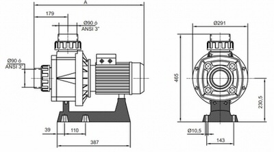 насос для бассейна kripsol ka 350 t - 63 м3/час Kripsol (Испания) насосы гидромассажа, противотока